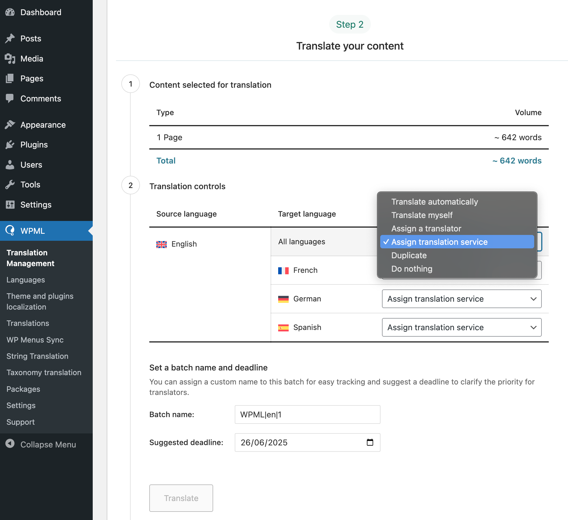assign translation service
